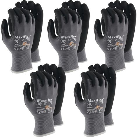 ATG MaxiFlex Handschuhe Ultimate Schutzhandschuhe, Montagehandschuhe Arbeitshandschuhe, atmungsaktiv, Nitril-Mikroschaum, grau/schwarz, Größe 8 - 5 Paar
