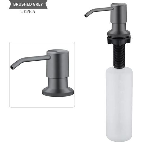 (A Gray) Distributeur de savon liquide simple pour les mains, gel douche, shampoing et solution savonneuse, flacon-poussoir pour salle de bain/toilettes d'hôtel (1/5)