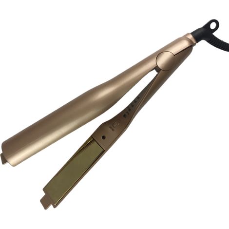 Fer à friser professionnel 2 en 1 : lisseur et boucleur pour cheveux torsadés, utilisable sur cheveux secs ou mouillés.