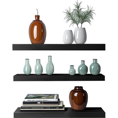 Floating Wall Shelf Black Shelves 41 cm Stainless Steel, Invisible Design Shelf for Kitchen, Living Room, Bedroom, Bathroom (1/5)