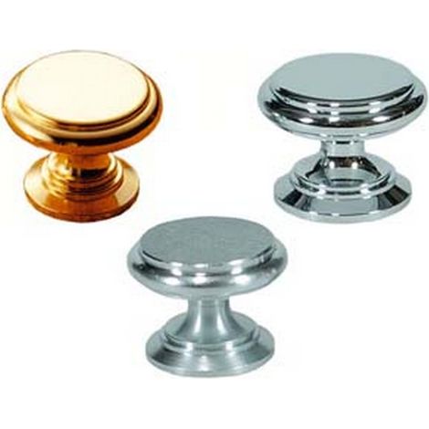 5PZ POMOLI PER MOBILI IN OTTONE PIATTI SAGOMATI - ø mm.20 in ottone oro lucido