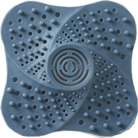Attrape-cheveux pour drain de douche Couvercle de filtre de vidange de sol en Silicone réutilisable, bricolage siphon Bleu (1/4)