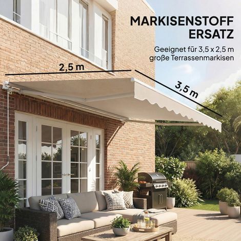 Toile de rechange pour store banne – auvent pare-soleil UPF 50+ pour armature 3,5 x 2,5 m, blanc crème
