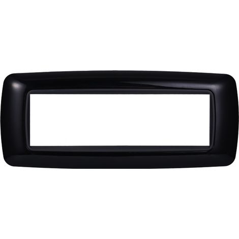 Ettroit placca compatibile Bticino Livinglight 7 moduli plastica bombata colore nero - LN88702 (1/4)
