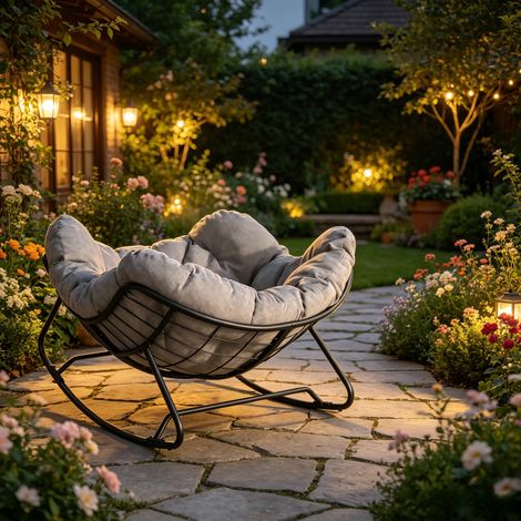 Fauteuil œuf à bascule pour balcon et salon, fauteuil demi-lune design moderne (1/4)