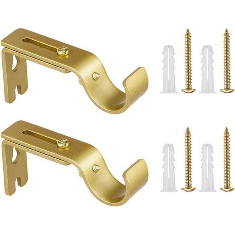 2 soportes ajustables para barras de cortina，Aptos para diámetros de 20-25 mm，Soporte de pared ajustable，Con fijación mediante tornillo retráctil (1/5)