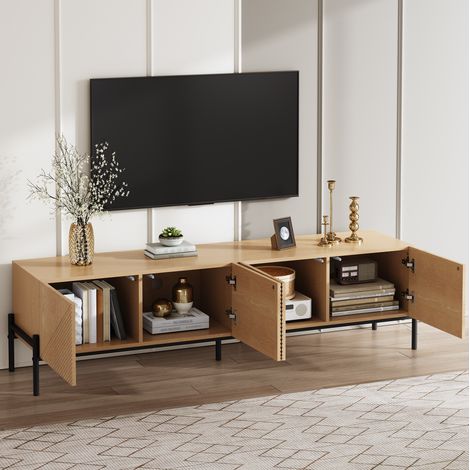 Mueble de TV FloraGrace 163,5 x 40 x 45 cm de MDF natural con almacenaje para salón (1/5)