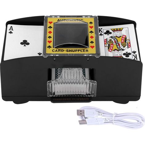 Automatischer Kartenmischer - Elektronischer Pokerautomat für Casinos, mischt 2 Kartenspiele, batteriebetrieben - Kartensortierer und -mischer für ein oder zwei Kartenspiele, Zubehör für Kartenspiele 