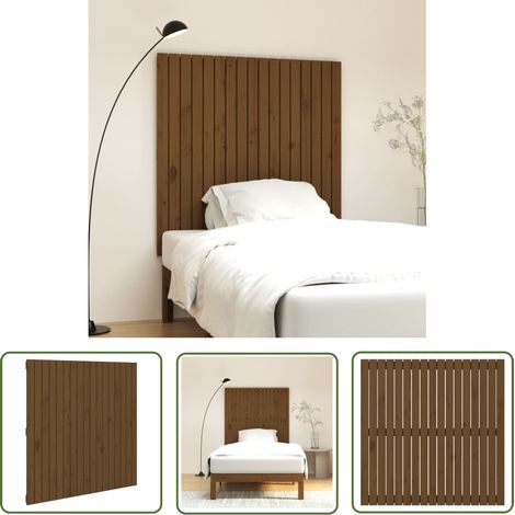 Tête de lit Classique - Tête de lit murale Montage Facile pour Chambre - Marron miel 108x3x110 cm Bois massif de pin -90912 (1/5)