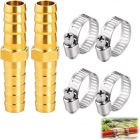 Raccord Tuyau Laiton 8 mm, Douille Tuyau Droit 2 Voies Raccords Canne Colliers de Serrage pour Flexibles, Eau, Carburant, Air, Plomberie, Arrosage, Véhicules (1/5)
