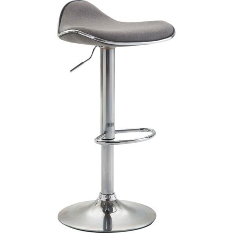 Tabouret de bar Shanghai tissu avec pied en métal Gris clair Chrome (1/5)