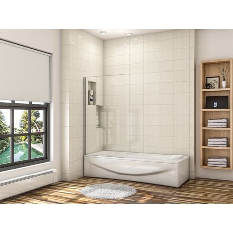 Aica Sanitaire – Écran de baignoire 70x130cm – Pare-baignoire en verre anticalcaire 6mm – Installation facile – Protection contre les éclaboussures