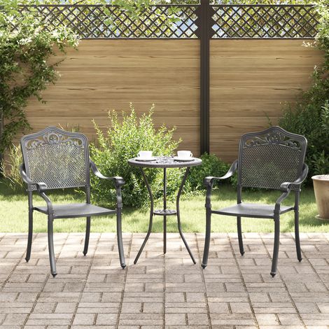 Gartenstuhl 2 pcs Schwarz 55 x 56,5 x 91cm Aluminium vidaXL (1/5)