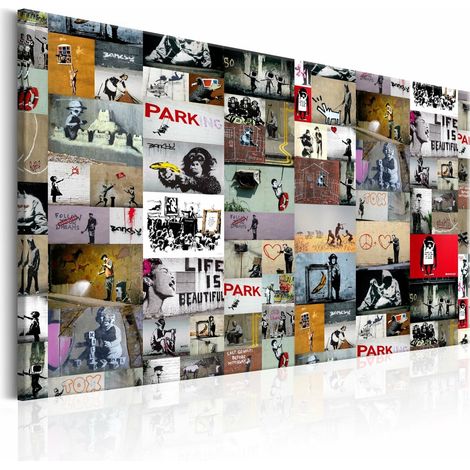 Tableau art du collage banksy - 90 x 60 cm (1/4)