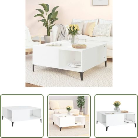 Rangement - Table basse blanc 80x80x36,5 cm bois d'ingénierie (1/5)