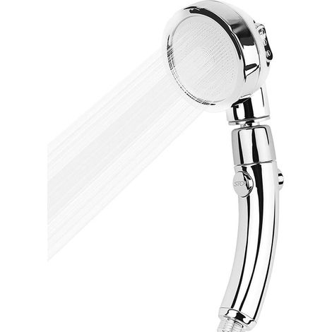 Cabezal de ducha con botón de encendido/apagado, 3 modos de chorro, rotación de 360°, mayor ahorro de agua, cromado (1/5)