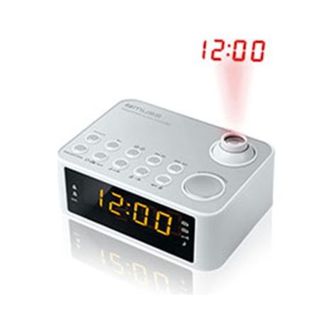 Radio-réveil numérique avec alarme double – Tuner FM/MW – Projection lumineuse de l'heure – Dimensions 5.8 x 14.9 x 11 cm – Couleur blanche – Muse - M-178PW (1/3)