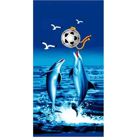 Toalla de playa de microfibra estampada tipo 13, de gran formato, extremadamente absorbente y de secado rápido, con un vibrante motivo marino, ideal para viajes y deportes. (1/5)