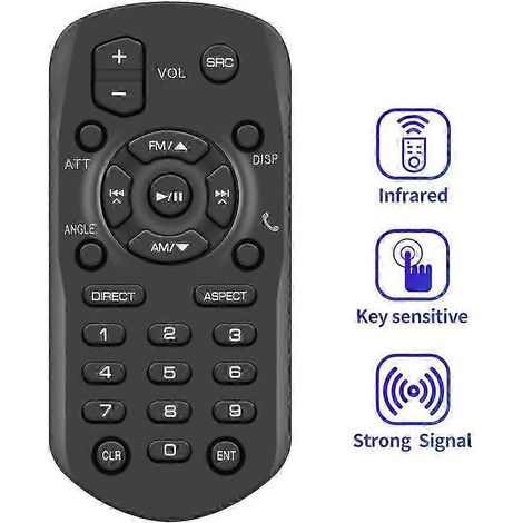 Télécommande RM-RK258 compatible avec les récepteurs DVD/CD/USB JVC KW-M450BT, KW-V21BT, KWV21BT, KWV12, KW-M25T, KW-V11, KW-V12 et KWM25T. (1/5)