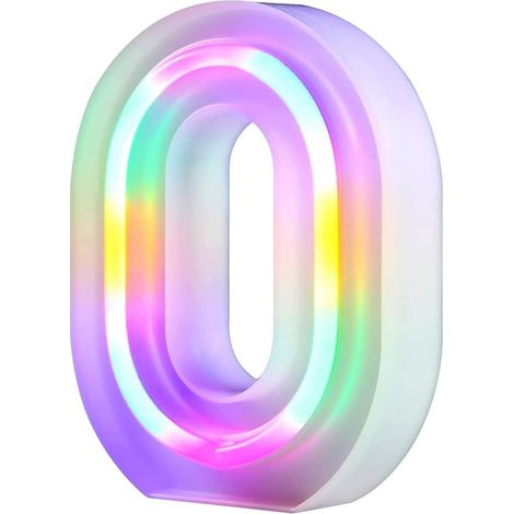 Lettres lumineuses à DEL – Lumières de nuit pour mur, fête d'anniversaire, Noël, décoration de mariage – Lettres colorées (O) - Signes néon acryliques 15 cm (L) x 15 cm (l) (1/5)