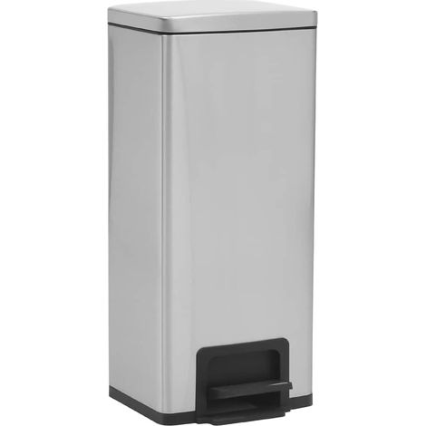 Maison Exclusive - Cubo basura con pedal antihuellas 30L acero in (1/5)