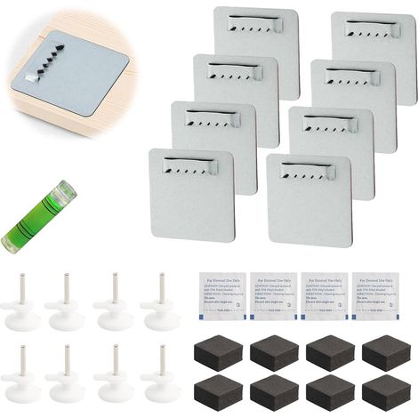 8 Pièces 3M Extra Attache Cadre Adhésif Crochet , Accroche Tableau Adhesif pour Fixation Miroir Mural, avec Clous & Coussins, Sans Percer Photo - (1/5)