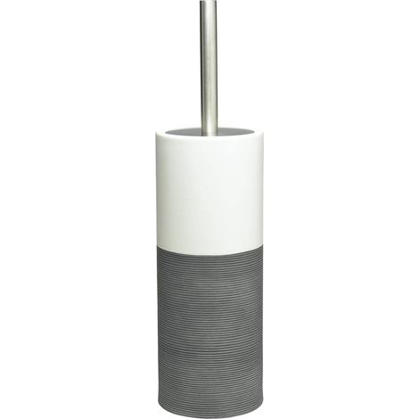 1 - Porte-brosse WC - Porcelaine - Design élégant et couvercle hermétique - Pour salle de bain moderne - Gris - 10x10x35cm