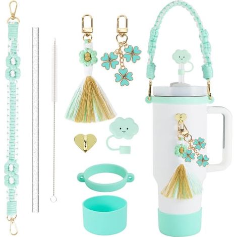 Ensemble de 9 accessoires pour gobelet Stanley de 1,2 L (40 oz), comprenant un protège-gobelet et un protège-paille (bleu). (1/5)