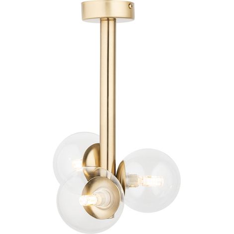 Plafonnier moderne doré 3 globes verre G9 Perla Lux (1/2)