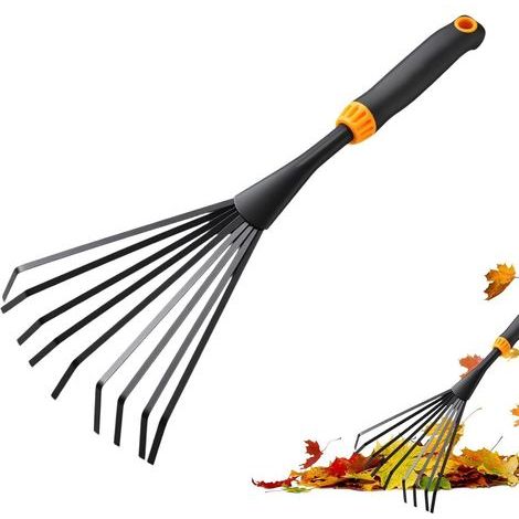 Handrechen mit 9 Metallzinken für die Gartenarbeit Rasen und (1/5)