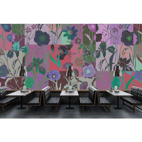 Papier peint panoramique floral tendance Tapisserie panoramique multicolore et lumineux Papier peint panoramique nature idéal restaurant (1/3)