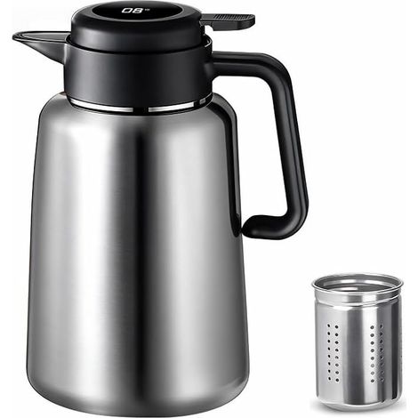 Thermos de 2,2 L, Bouteilles Isothermes avec Infuseur à Thé Amovible en Acier Inoxydable 316 et Affichage de la Température Thermos The Étanche avec Écran Tactile Haute Sensibilité pour Thé Café Lait (1/5)