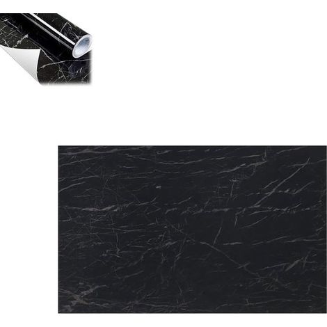 Papier peint autocollant, stickers pour meubles, stickers pour meubles imitation marbre noir, stickers résistants à l'huile, 60 cm de large et 3 m de long pour bureaux (1/5)