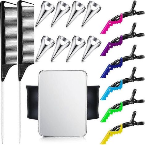 Ensemble de 8 outils de coiffure : comprend un anneau de séparation/tressage, une pince de coiffure et un peigne à tresser. (1/5)