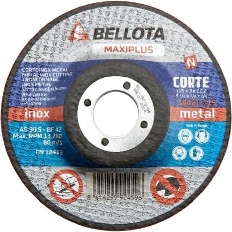 bellota finstock disco 50421-115x22.2x3.0 mm inox metal maxiplus (1/3)