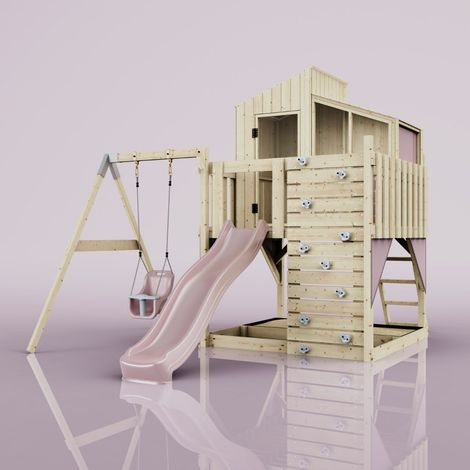 Aire de jeux PolarPlay Lotta Rosa 414 x 308 cm Balançoire bébé