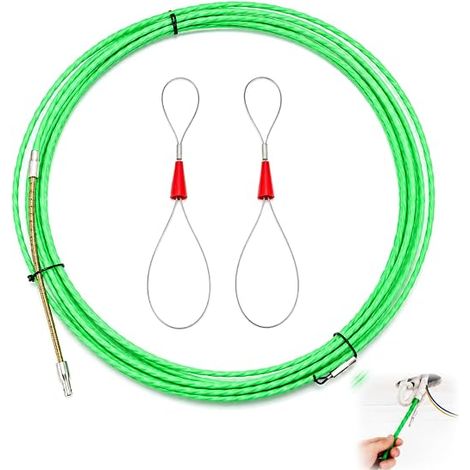 Electrician Needle 10m Polyester Electric Pull Tool with 360° Swivel Head Retractable Spring for Cable Pulling and Electrical Installations 4mm x 10m (1/5)