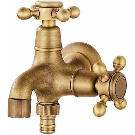 Robinet antique, style européen à double usage, adapté aux conduites d'eau de jardin, tout en cuivre (1/3)
