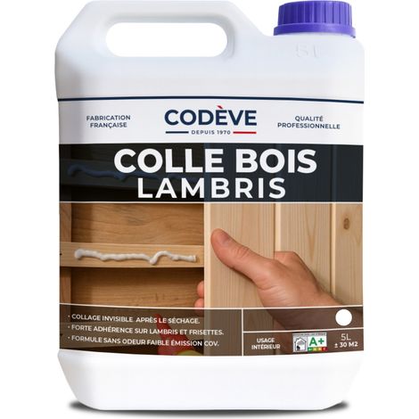 Colle Lambris Bois - 5 L - Codeve Bois - Pour L'assemblage D'un Lambris, Frisette, Plinthe, Clin, Lame Ou Latte En Bois. (1/5)