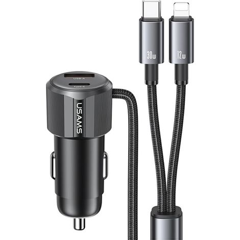 Cargador de coche usams de 66 W, 1 puerto USB-A, 1 puerto USB-C. (1/5)