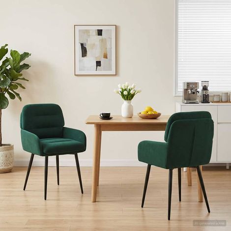 vidaXL Sillas de comedor 2 uds. Terciopelo Verde oscuro (1/5)
