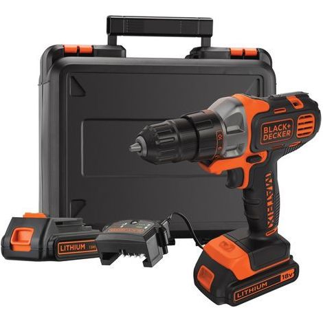 Trapano avvitatore a batteria BLACK+DECKER MT218KB-QW 18V kit 2x1,5Ah 20 Nm valigetta (1/4)