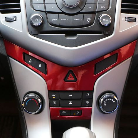 (rouge) Autocollant à paillettes chromé ABS pour panneau de ventilation de console centrale, compatible avec Chevrolet Cruze Berline et Hatchback 2009-2015 (1/5)