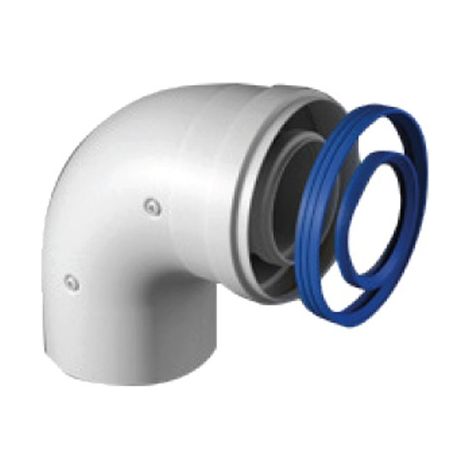 Curva 90 gradi coassiale maschio-femmina di d60-100 mm in acciaio e alluminio