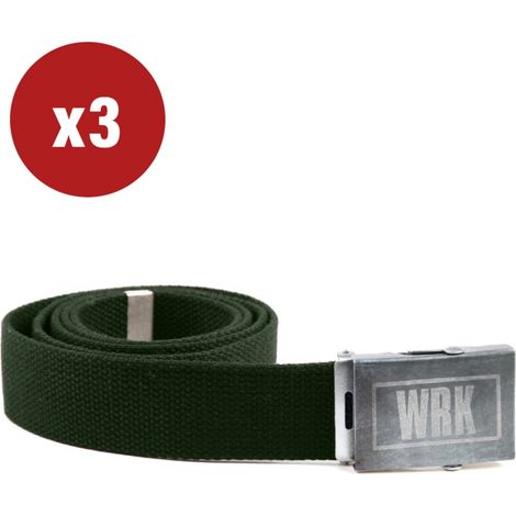 3 pezzi cintura da lavoro "wrk104" con fibbia in acciaio colore verde militare, tg unica (1/2)