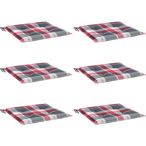 vidaXL Coussins de chaise de jardin lot de 6 carreaux rouges 40x40x4cm (1/5)