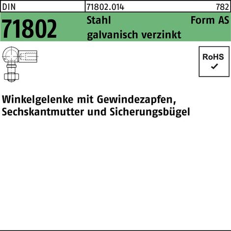 DIN 71802 Winkelgelenk Stahl 16 - M 10 galv. verzinkt 10 Stk (1/2)
