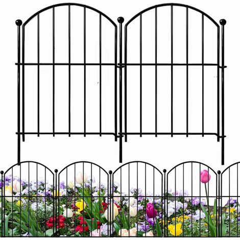 Cloture Jardin Exterieur 10Pcs, Clôture de Jardin en Métal, Clôtures Décoratives pour Cour, Parterre de Fleurs, Arbres (43cm H x 33cm B, Longueur Totale 3,3m) (Demi-cercle)