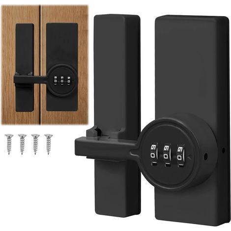 Shine Home Loquet de porte  avec verrouillage par mot de passe, alliage de zinc, serrure à combinaison mécanique, antivol, rotatif à 180 degrés, loquet de porte pour portes de hangar, portes de garage