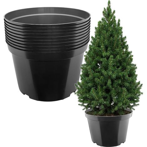 Garronda x10 Pots de Pépinière Ronds en Plastique Ø45,5 x 30 cm (35L) - Pot Semis Robuste avec Drainage Repiquage Pot de Fleur et Culture pour Serre Horticulture Jardin Intérieur Extérieur GD-0202